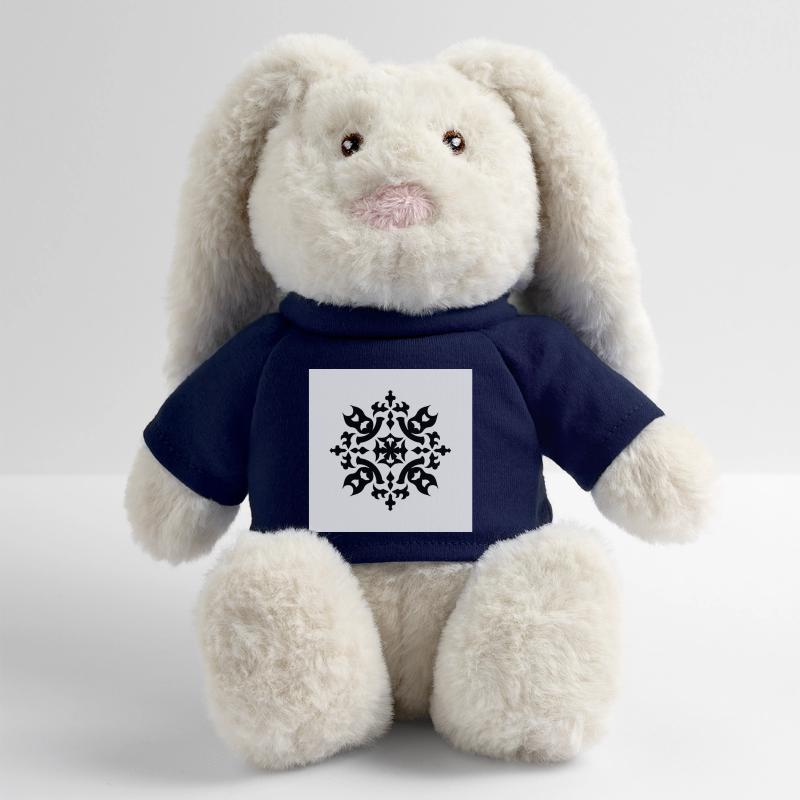 Motif complexe de flocon de neige noir Lapin en peluche recyclé MiniFeet® Crème