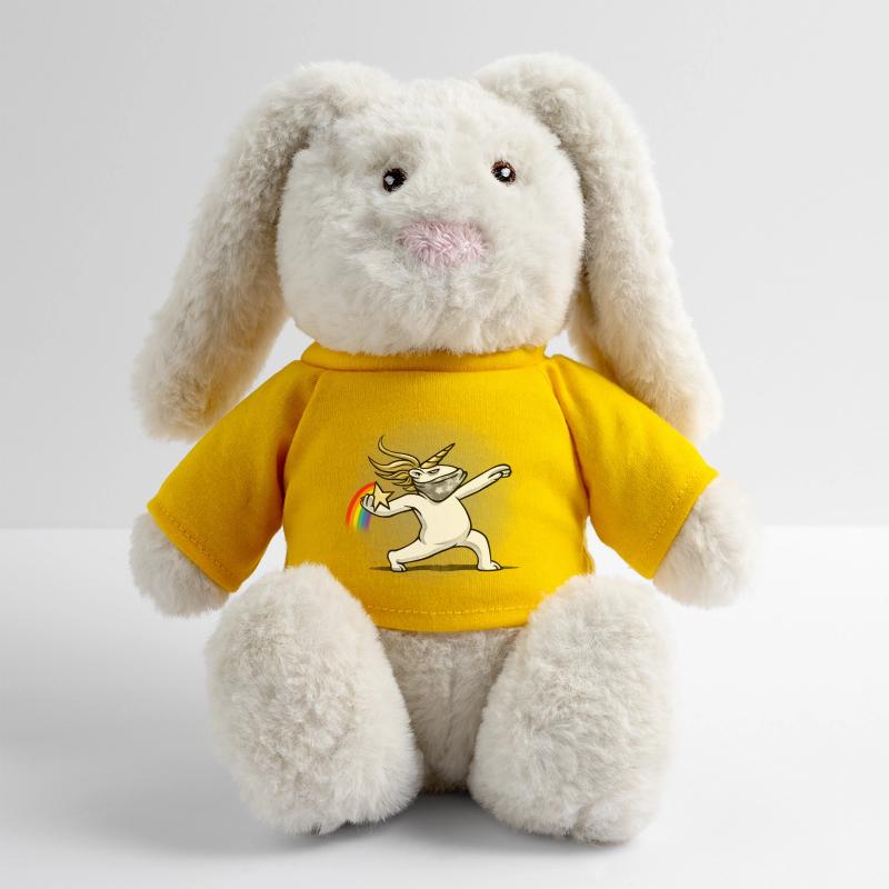 Unicorn throws a rainbow MiniFeet® RecycelHase® Bunny Cream