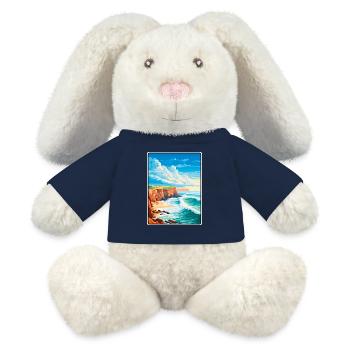 Nazaré Portugal Küstenklippen Szene - MiniFeet® RecycelHase® Creme - French Navy - Vorne