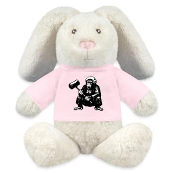 Rebellious monkey judge with hammer - MiniFeet® RecycelHase® Bunny Cream - sun yellow - Front