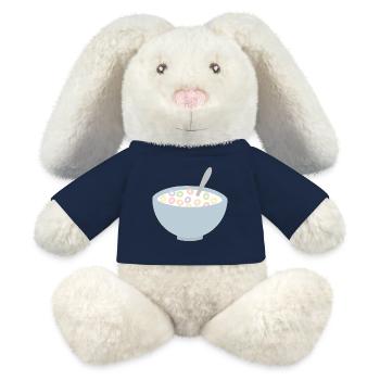 Illustration de bol de céréales pastel - Lapin en peluche recyclé MiniFeet® Crème - bleu marine - Devant