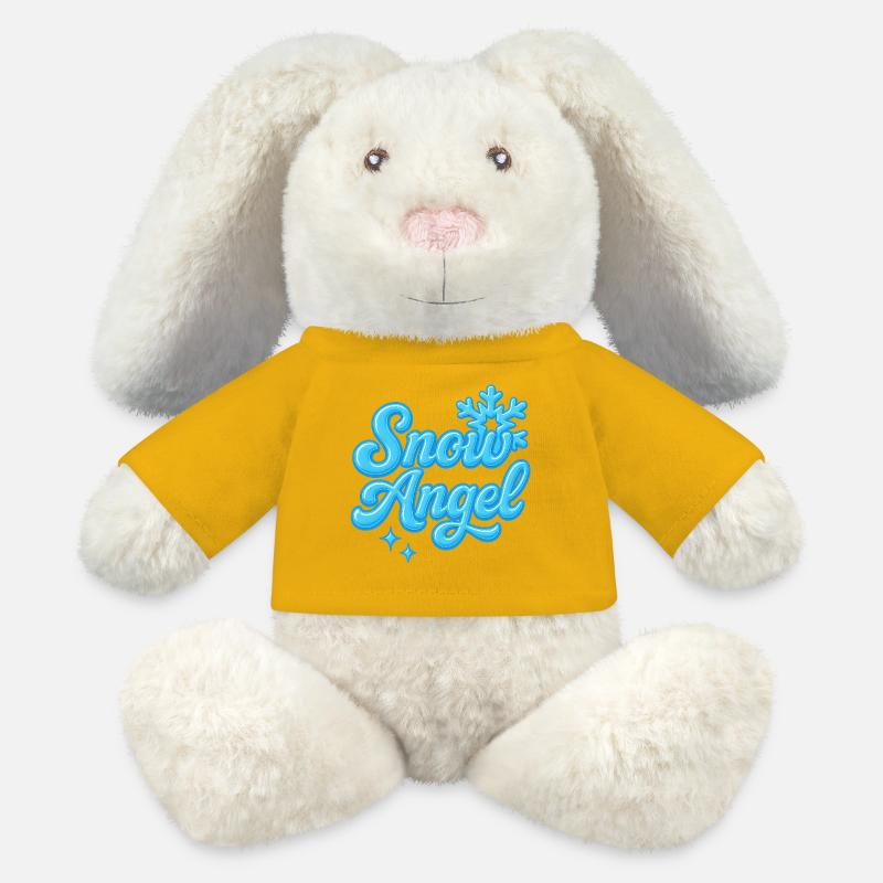 Angle de neige / Y2K Statement Design - Lapin en peluche recyclé MiniFeet® Crème - jaune soleil