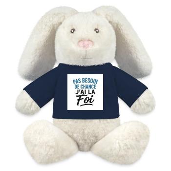 Chretiens - Lapin en peluche recyclé MiniFeet® Crème - bleu marine - Devant