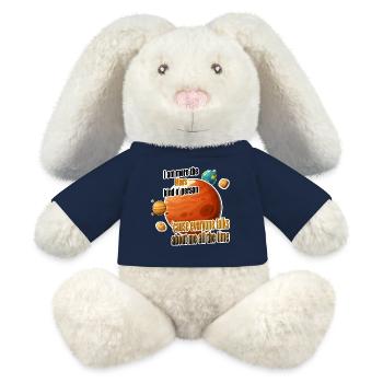 Je suis plutôt du genre à être Mars - Lapin en peluche recyclé MiniFeet® Crème - bleu marine - Devant