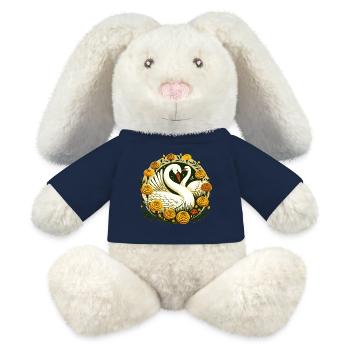 Cercle du cygne dans la flore dorée - Lapin en peluche recyclé MiniFeet® Crème - jaune soleil - Devant