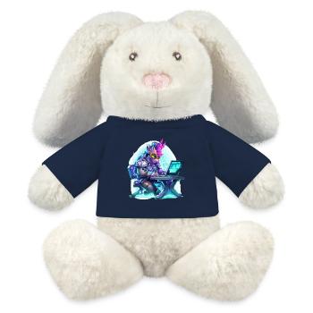 Cyberunicorn am Laptop - MiniFeet® RecycelHase® Creme - French Navy - Vorne