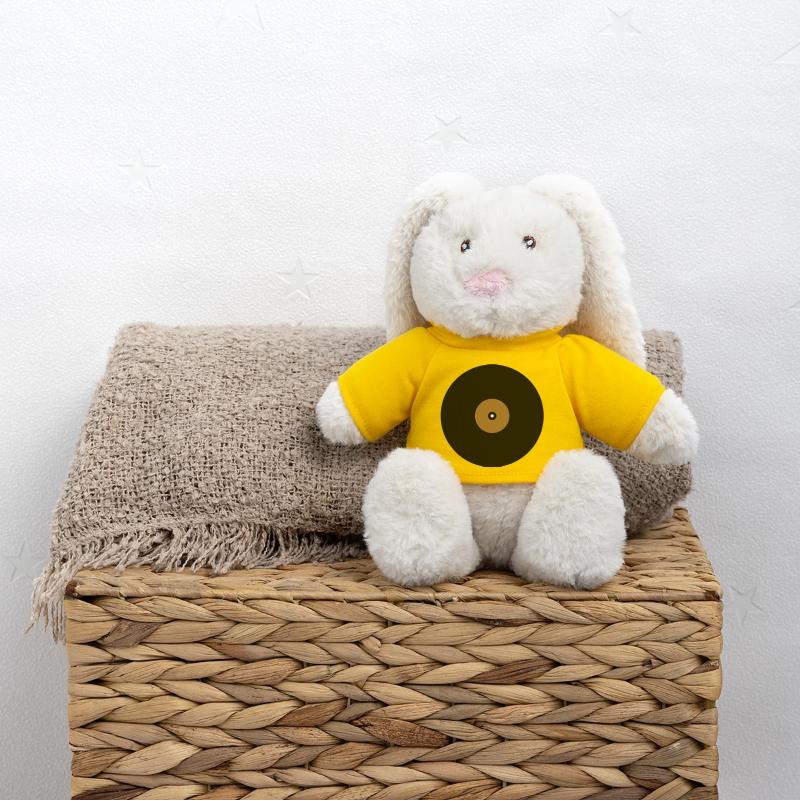 Base de boîte de texte en cercle de disque vinyle Lapin en peluche recyclé MiniFeet® Crème