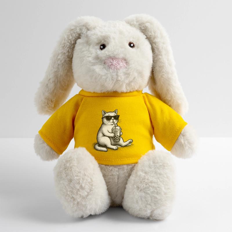 Bubble Tea Cat Lapin en peluche recyclé MiniFeet® Crème