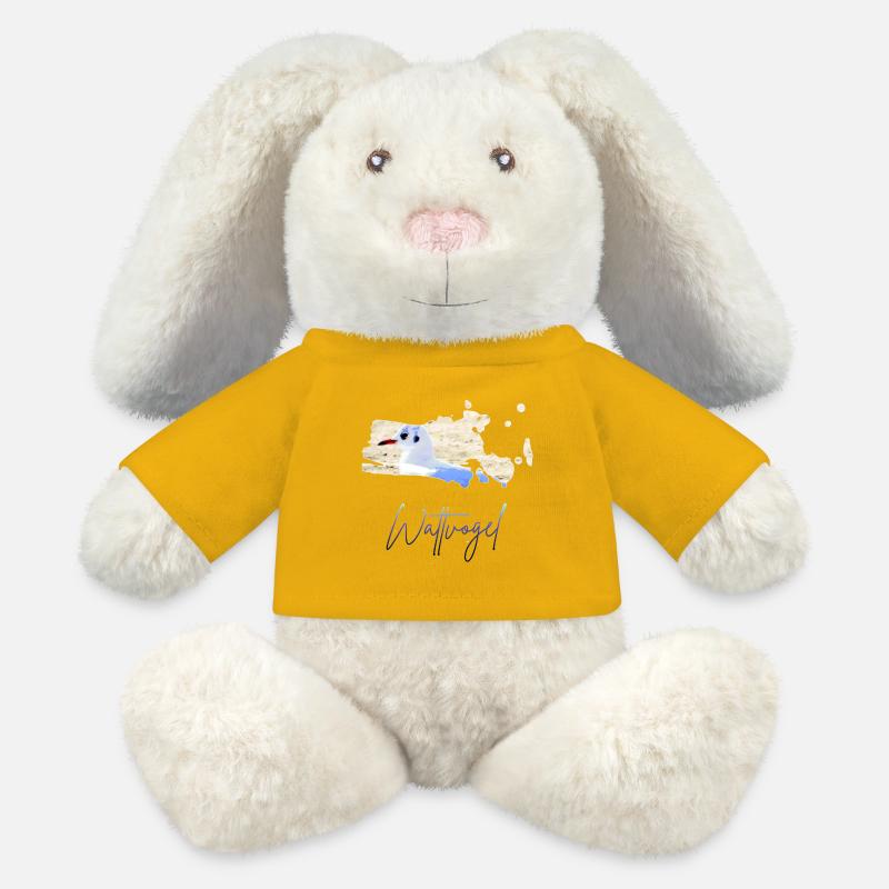 Wattvogel_2 - Lapin en peluche recyclé MiniFeet® Crème - jaune soleil