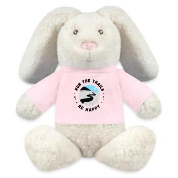 Run the trails be happy inspirational quote - MiniFeet® RecycelHase® Bunny Cream - sun yellow - Front