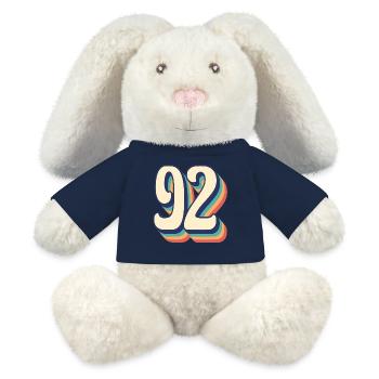 T-Shirt rétro Vintage numéro 92 quatre-vingt-douze - Lapin en peluche recyclé MiniFeet® Crème - jaune soleil - Devant