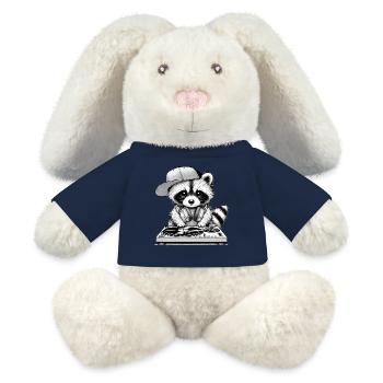motif de raton laveur cool en tant que DJ avec des écouteurs - Lapin en peluche recyclé MiniFeet® Crème - jaune soleil - Devant