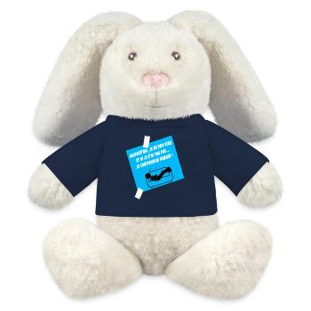 Citation Humoriste Sur Canapé Bleu - Lapin en peluche recyclé MiniFeet® Crème - jaune soleil - Devant