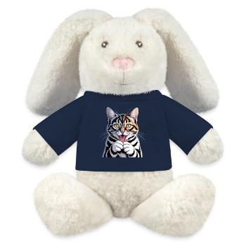 Lebhafte Cartoon-Katze mit verspieltem Ausdruck - MiniFeet® RecycelHase® Creme - French Navy - Vorne