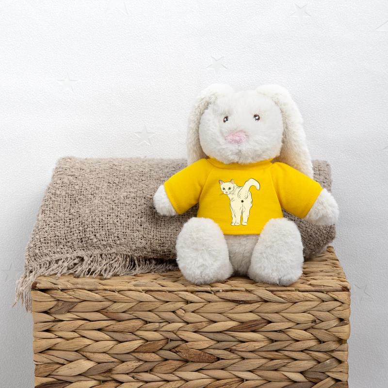 Weiße Katze mit Sternlogo MiniFeet® RecycelHase® Creme
