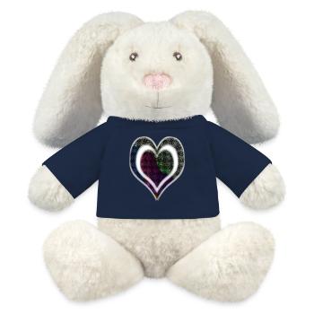 Double cœur - Lapin en peluche recyclé MiniFeet® Crème - bleu marine - Devant