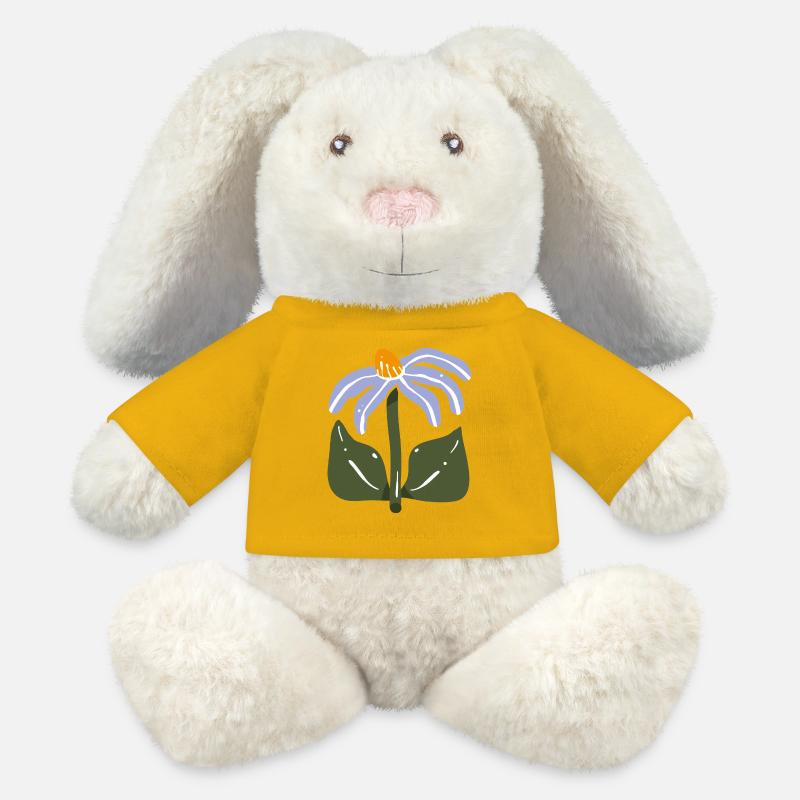 Stilisierte Wildblume - MiniFeet® RecycelHase® Creme - Sonnengelb