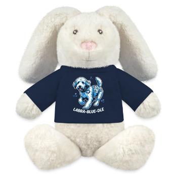 Labradoodle Dog Dutch Delft Blue Floral Accents - MiniFeet® RecycelHase® Bunny Cream - french navy - Front