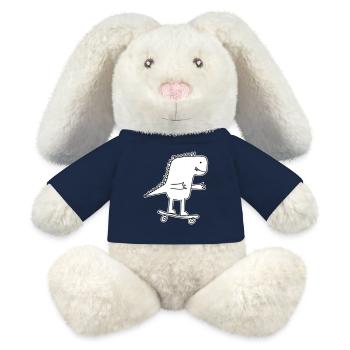 Dino Skateboard Cartoon, Cool Dinosaur Nerd Kids - MiniFeet® RecycelHase® Bunny Cream - french navy - Front