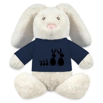 5 lapins, famille, enfants, parents, trois frères et sœurs, doux - Lapin en peluche recyclé MiniFeet® Crème - bleu marine - Devant