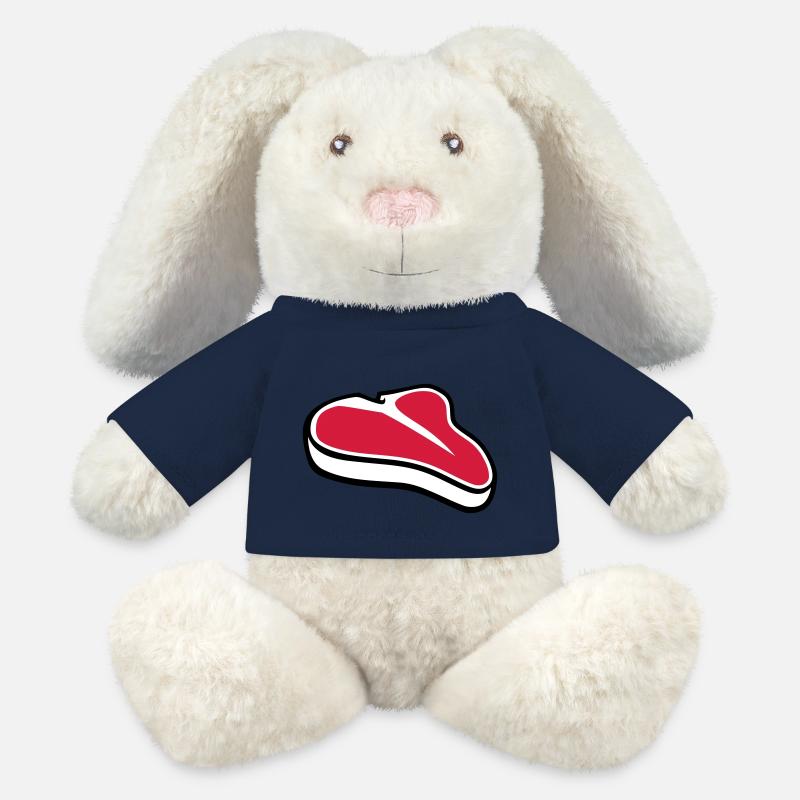 Steak - Lapin en peluche recyclé MiniFeet® Crème - bleu marine