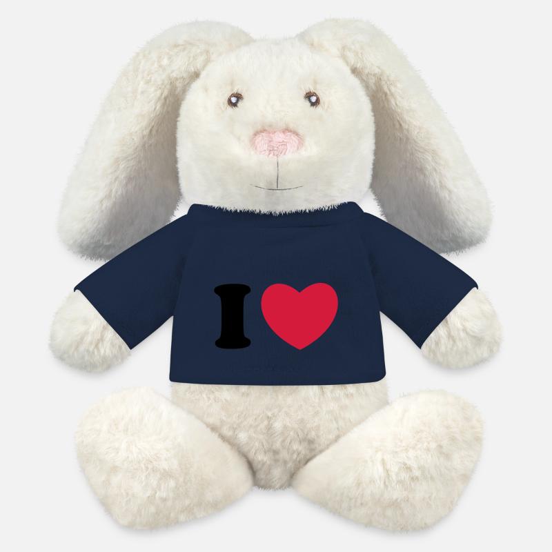 J'aime shirt design - Lapin en peluche recyclé MiniFeet® Crème - bleu marine