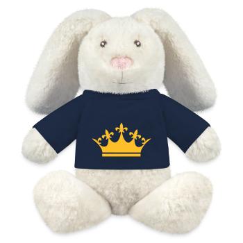 Crown Winner King Queen Princess - Lapin en peluche recyclé MiniFeet® Crème - bleu marine - Devant