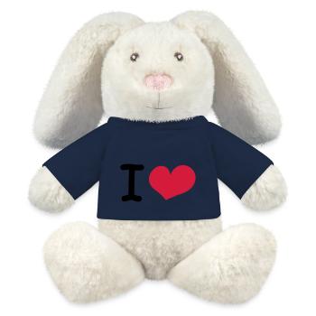 i love - Lapin en peluche recyclé MiniFeet® Crème - bleu marine - Devant