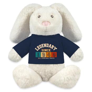 Legendär seit 1946 Vintage Retro Anniversary - MiniFeet® RecycelHase® Creme - French Navy - Vorne