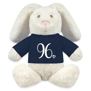 Süße Nummer 96, 96 Jahre alt, Geschenk zum 96. Geburtstag - MiniFeet® RecycelHase® Creme - French Navy - Vorne