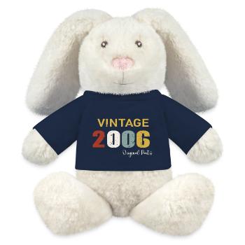 Original parts 2006 - Cadeau d Anniversaire 18 ans - Lapin en peluche recyclé MiniFeet® Crème - bleu marine - Devant