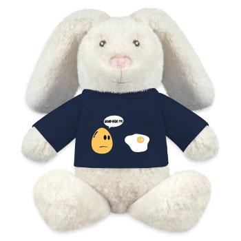 Grand Frère oeuf - Lapin en peluche recyclé MiniFeet® Crème - bleu marine - Devant