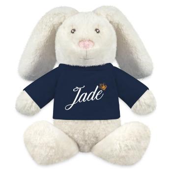 Jade Custom Name für Frauen Kinder Kleinkinder - Jade - MiniFeet® RecycelHase® Creme - French Navy - Vorne