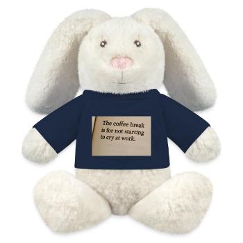 La pause-café, c’est ne pas se mettre à pleurer au travail - Lapin en peluche recyclé MiniFeet® Crème - bleu marine - Devant