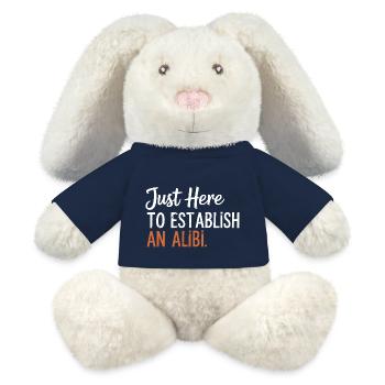 Nur hier, um ein Alibi zu schaffen – Lustiges Desi - MiniFeet® RecycelHase® Creme - French Navy - Vorne