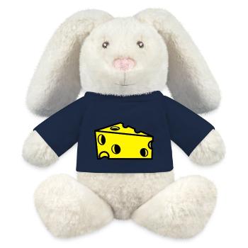 fromage suisse en tranches avec des trous - Lapin en peluche recyclé MiniFeet® Crème - bleu marine - Devant