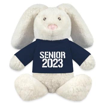 Senior 2023 Distressed Graduation Geschenk - MiniFeet® RecycelHase® Creme - French Navy - Vorne
