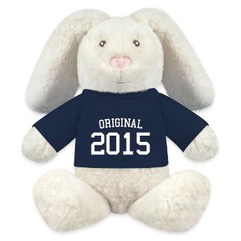 Original 2015 - 8 Years Old, 8th Birthday Kids - MiniFeet® RecycelHase® Bunny Cream - french navy - Front