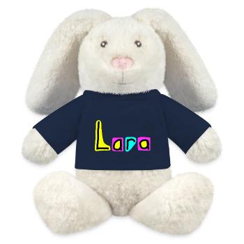 Lara - Lapin en peluche recyclé MiniFeet® Crème - bleu marine - Devant