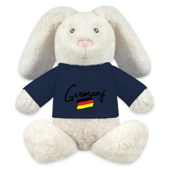 germany - Lapin en peluche recyclé MiniFeet® Crème - bleu marine - Devant