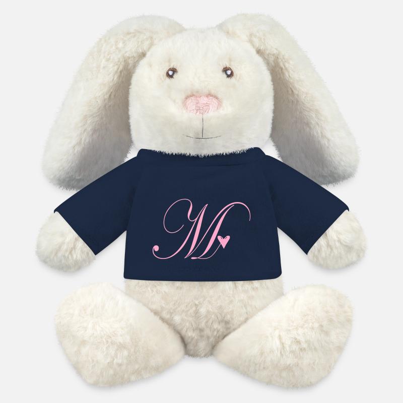 Monogramm M Herz Ranke - MiniFeet® RecycelHase® Creme - French Navy