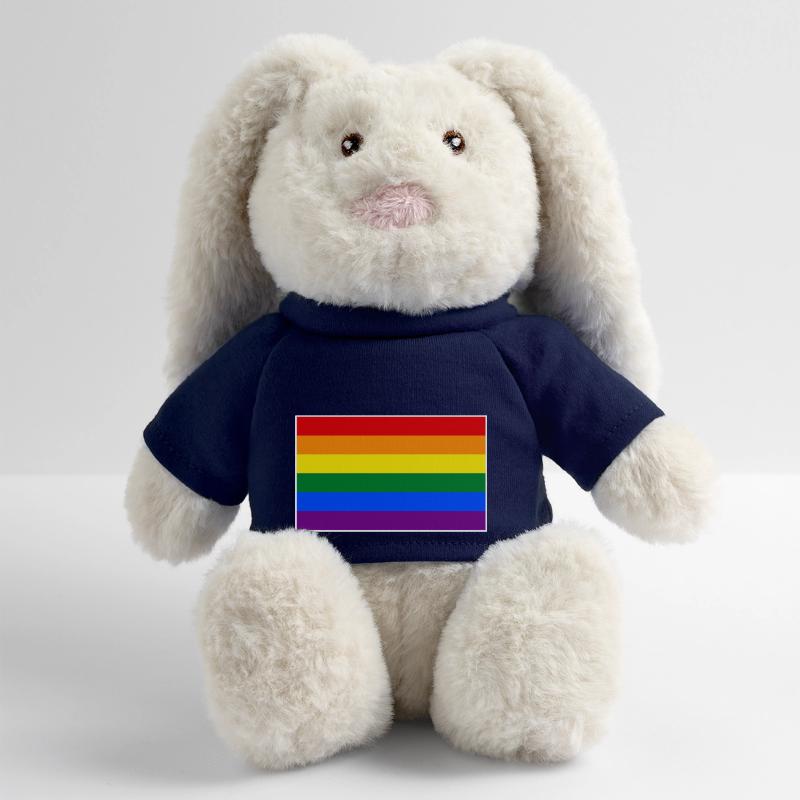 Drapeau arc-en-ciel Lapin en peluche recyclé MiniFeet® Crème