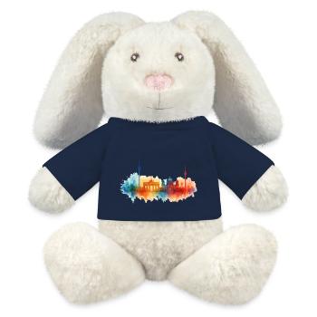 Berlin City Watercolor City - Lapin en peluche recyclé MiniFeet® Crème - bleu marine - Devant