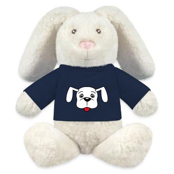 Dog Sticking Out Tongue Naughty Puppy Pet - MiniFeet® RecycelHase® Bunny Cream - french navy - Front
