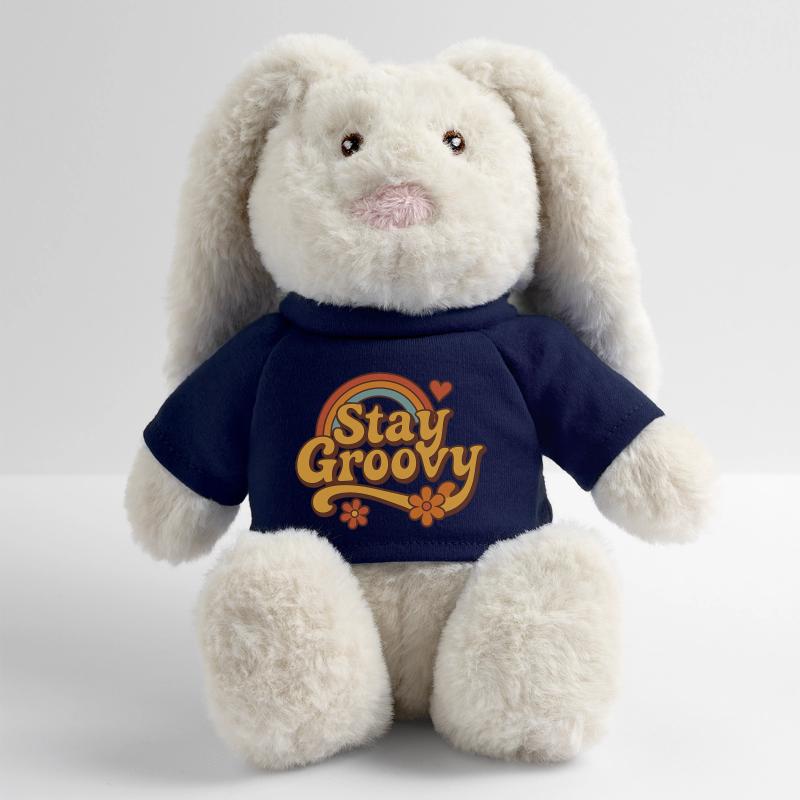 Stay Groovy – Retro Vibes mit Regenbogen & Blumen MiniFeet® RecycelHase® Creme