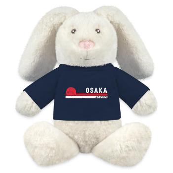 Osaka Japon Souvenir Vintage - Vintage Japonais - Lapin en peluche recyclé MiniFeet® Crème - bleu marine - Devant