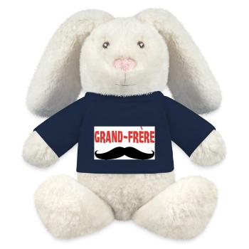 Grand Frère - Lapin en peluche recyclé MiniFeet® Crème - bleu marine - Devant
