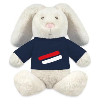 Salzbourg / Vienne / Vorarlberg - Style Stripes - Lapin en peluche recyclé MiniFeet® Crème - bleu marine - Devant