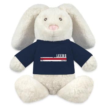 Leeds - Angleterre Proud Heritage Souvenir pour le Royaume-Uni - Lapin en peluche recyclé MiniFeet® Crème - bleu marine - Devant