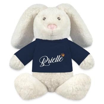 Brielle Nom personnalisé pour femmes enfants bambins - - Lapin en peluche recyclé MiniFeet® Crème - bleu marine - Devant